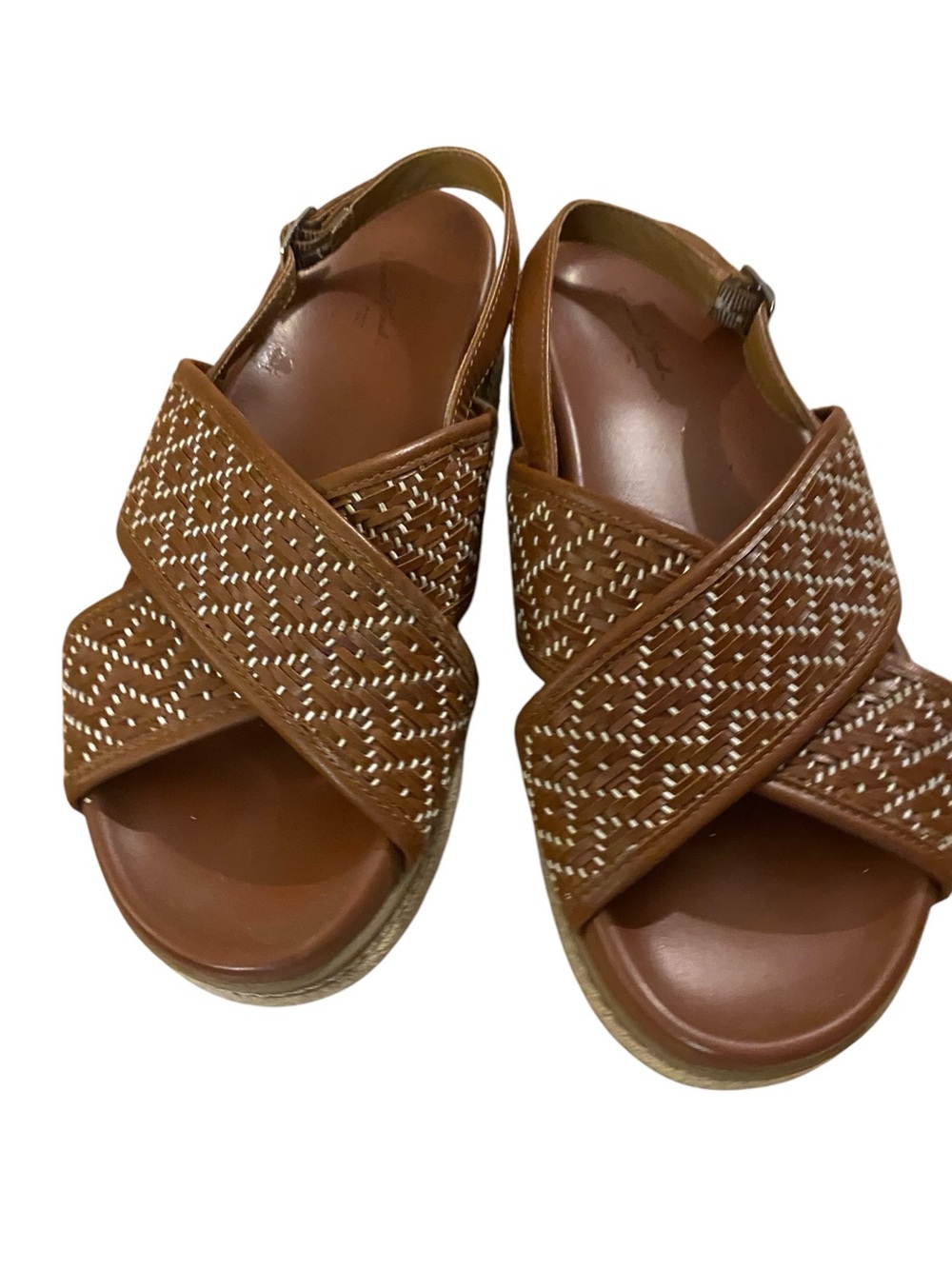 Universal Thread Brown Woven Cross-Strap Espadrille Lug Sole Sandals Size 8.5